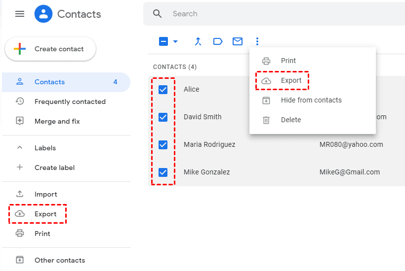 select-export-contacts