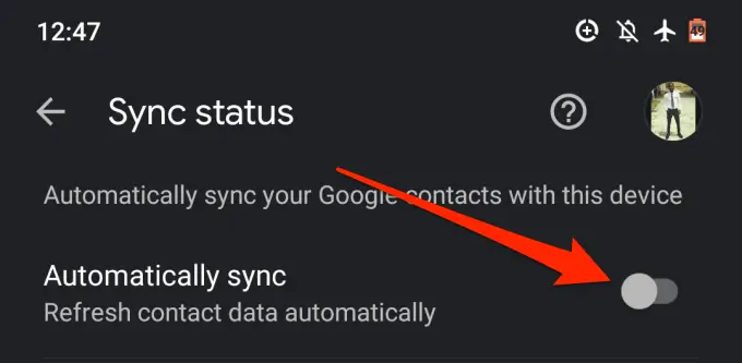 Verify-Google-Sync-Option